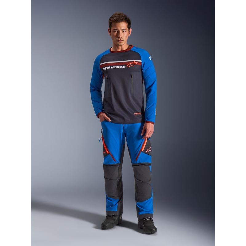 Alpinestars Maxdura Dual motorcrossshirt donkergrijs-blauw-oranje