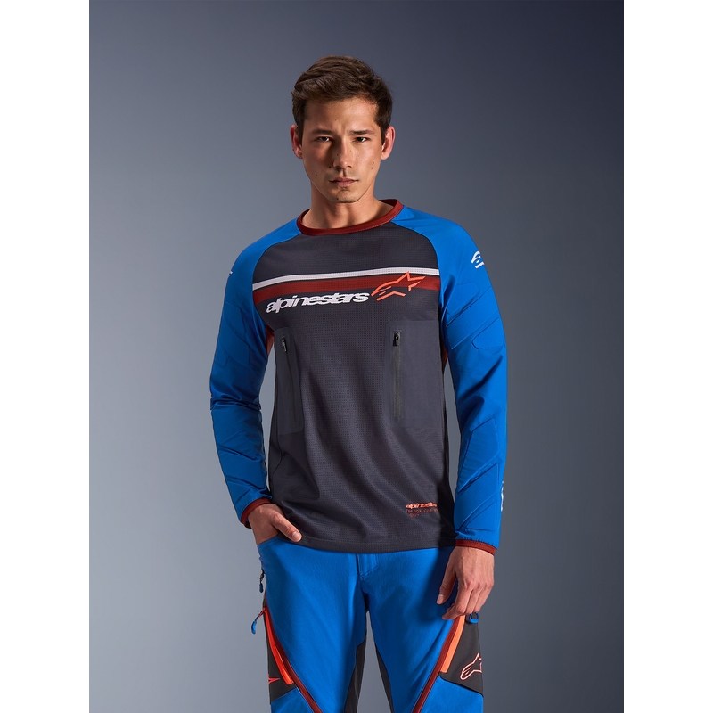 Alpinestars Maxdura Dual motorcrossshirt donkergrijs-blauw-oranje