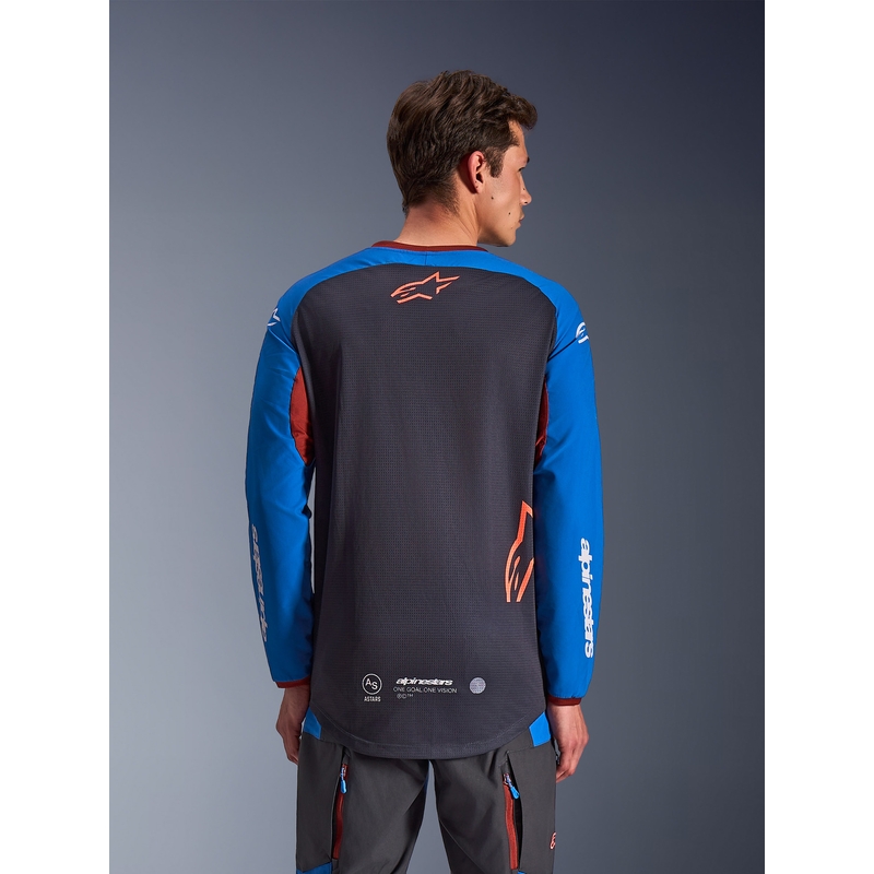 Alpinestars Maxdura Dual motorcrossshirt donkergrijs-blauw-oranje