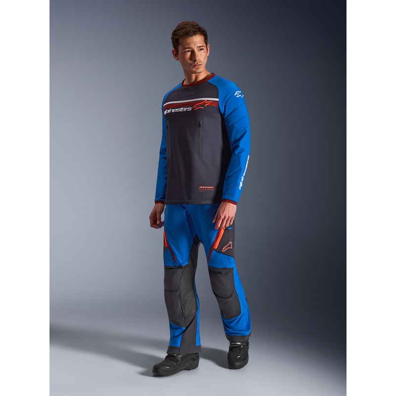Alpinestars Maxdura Dual motorcrossshirt donkergrijs-blauw-oranje