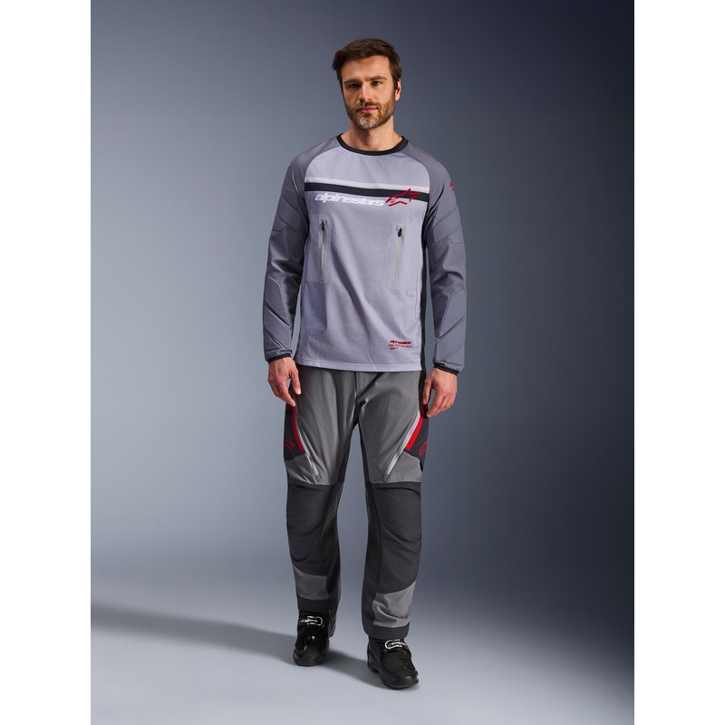 Alpinestars Maxdura Dual motorcrossshirt lichtgrijs-donkergrijs-oranje