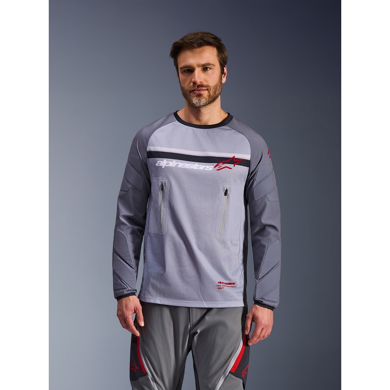 Alpinestars Maxdura Dual motorcrossshirt lichtgrijs-donkergrijs-oranje