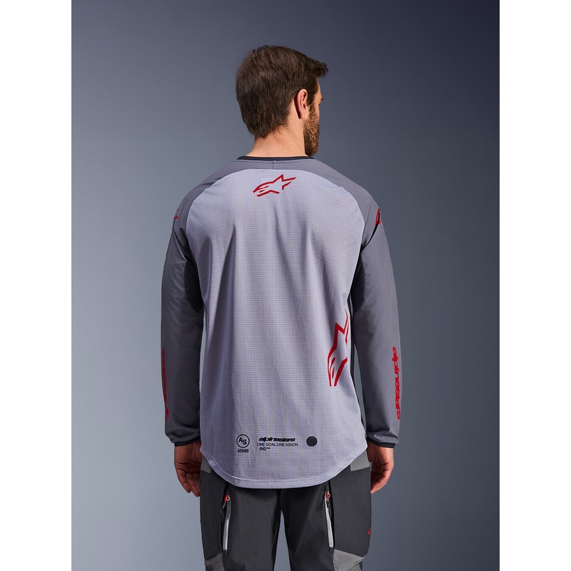 Alpinestars Maxdura Dual motorcrossshirt lichtgrijs-donkergrijs-oranje