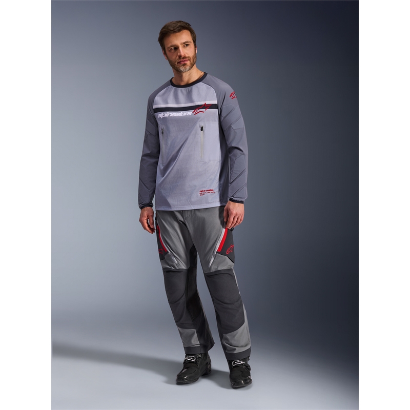Alpinestars Maxdura Dual motorcrossshirt lichtgrijs-donkergrijs-oranje