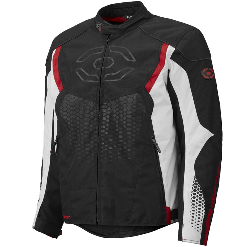4SQUARE Sportster Dart motorjas zwart-wit-rood