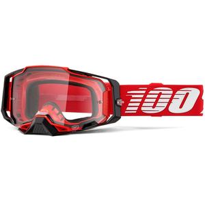 Motocrossbril 100% Armega Rood met transparant plexiglas