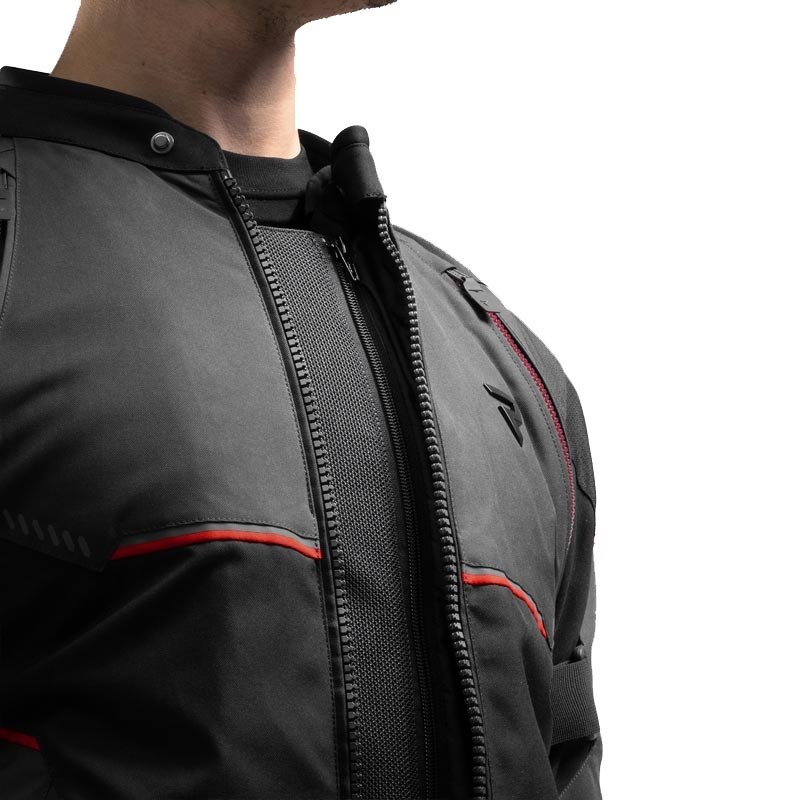 Rebelhorn Swift motorjas zwart-donkergrijs-rood