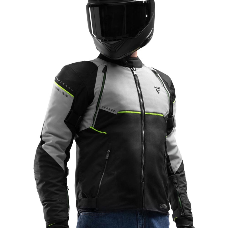 Rebelhorn Swift motorjas lichtgrijs-fluor geel