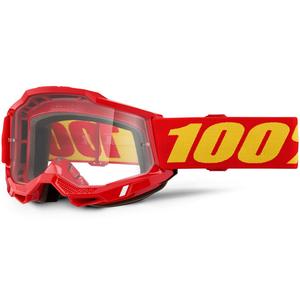 Motocrossbril 100% ACCURI 2 OTG rood met transparant plexiglas