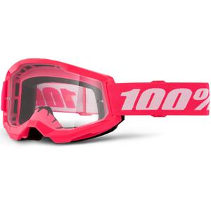 Motocrossbril 100% STRATA 2 NIEUW roze met transparant plexiglas