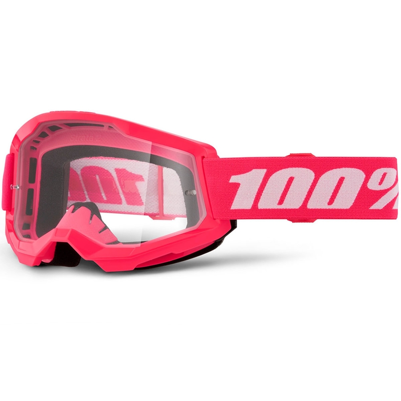 Motocrossbril 100% STRATA 2 NIEUW roze met transparant plexiglas