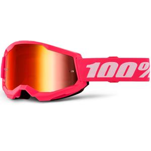 Motocrossbril 100% STRATA 2 NIEUW roze met rood plexiglas