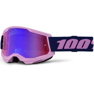 Motocrossbril 100% STRATA 2 NIEUW paars met rood-blauw plexiglas