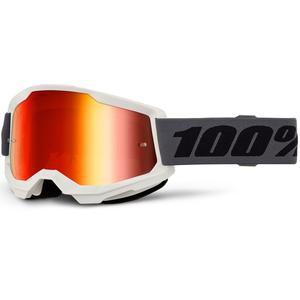 Motocrossbril 100% STRATA 2 NIEUW grijs met rood plexiglas
