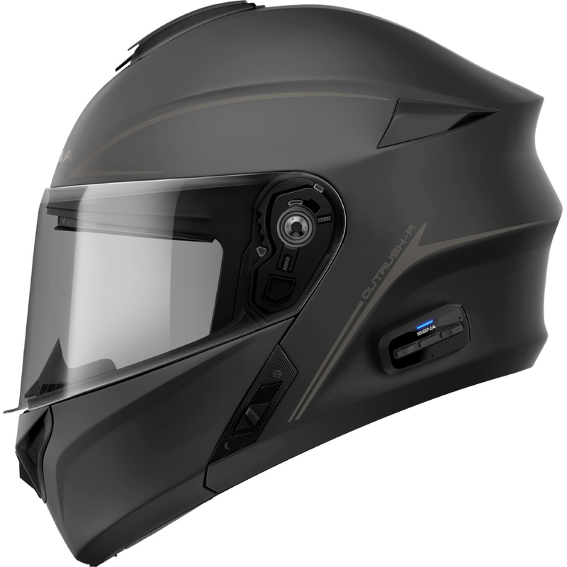 Opklapbare motorhelm met headset SENA Outrush R matzwart
