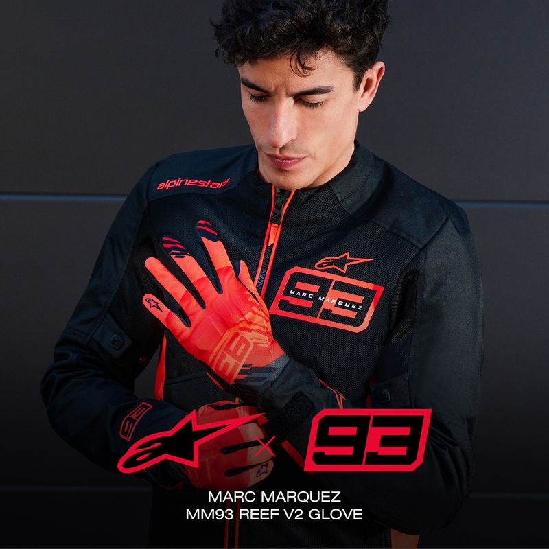 Alpinestars Reef V2 MM93 motorhandschoenen Fluo Collection Rood-Rood-Zwart