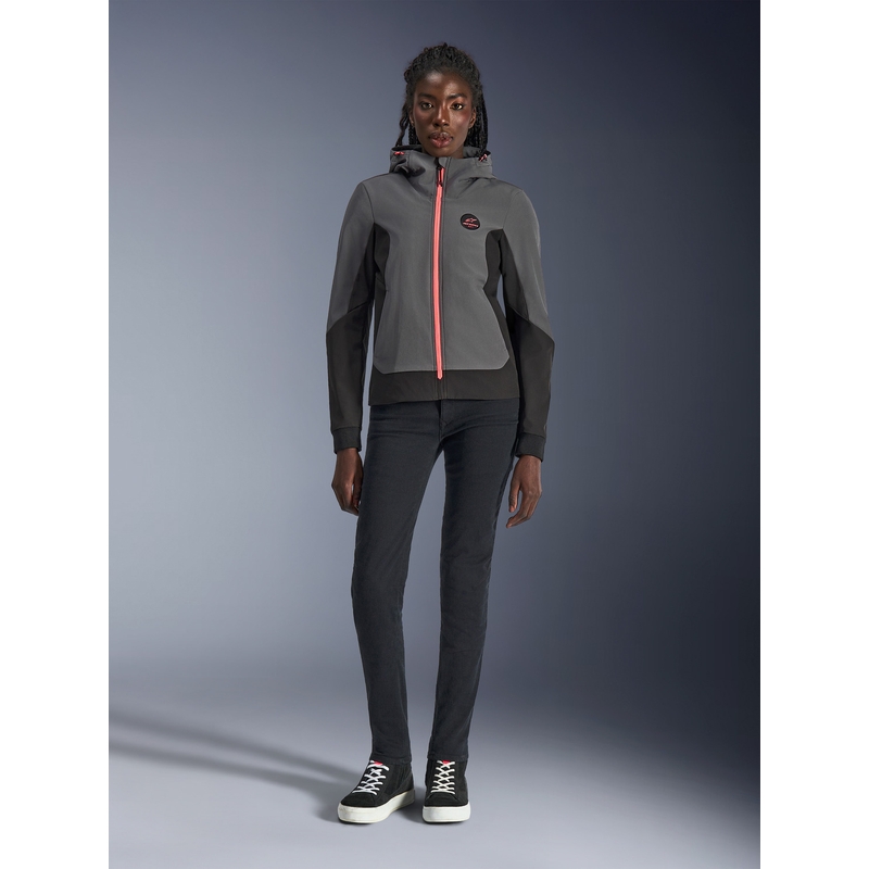 Alpinestars Stella Radium Tech Hoodie dames motorjas donkergrijs-zwart-roze