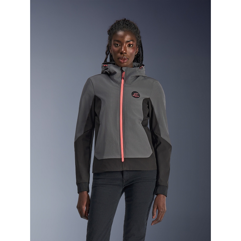 Alpinestars Stella Radium Tech Hoodie dames motorjas donkergrijs-zwart-roze