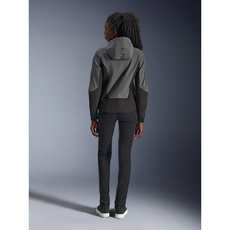 Alpinestars Stella Radium Tech Hoodie dames motorjas donkergrijs-zwart-roze