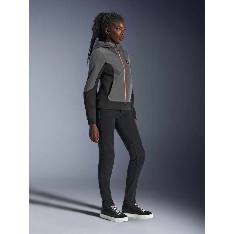 Alpinestars Stella Radium Tech Hoodie dames motorjas donkergrijs-zwart-roze