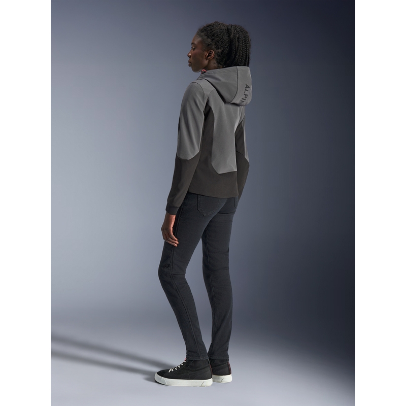 Alpinestars Stella Radium Tech Hoodie dames motorjas donkergrijs-zwart-roze