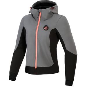 Alpinestars Stella Radium Tech Hoodie dames motorjas donkergrijs-zwart-roze
