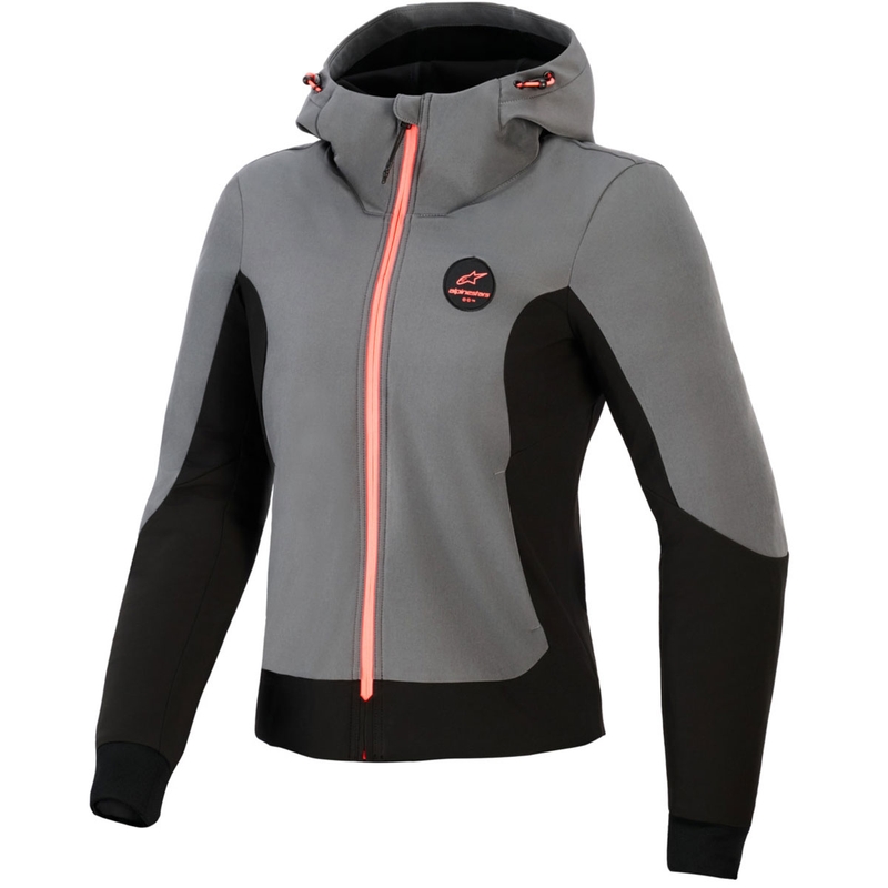 Alpinestars Stella Radium Tech Hoodie dames motorjas donkergrijs-zwart-roze