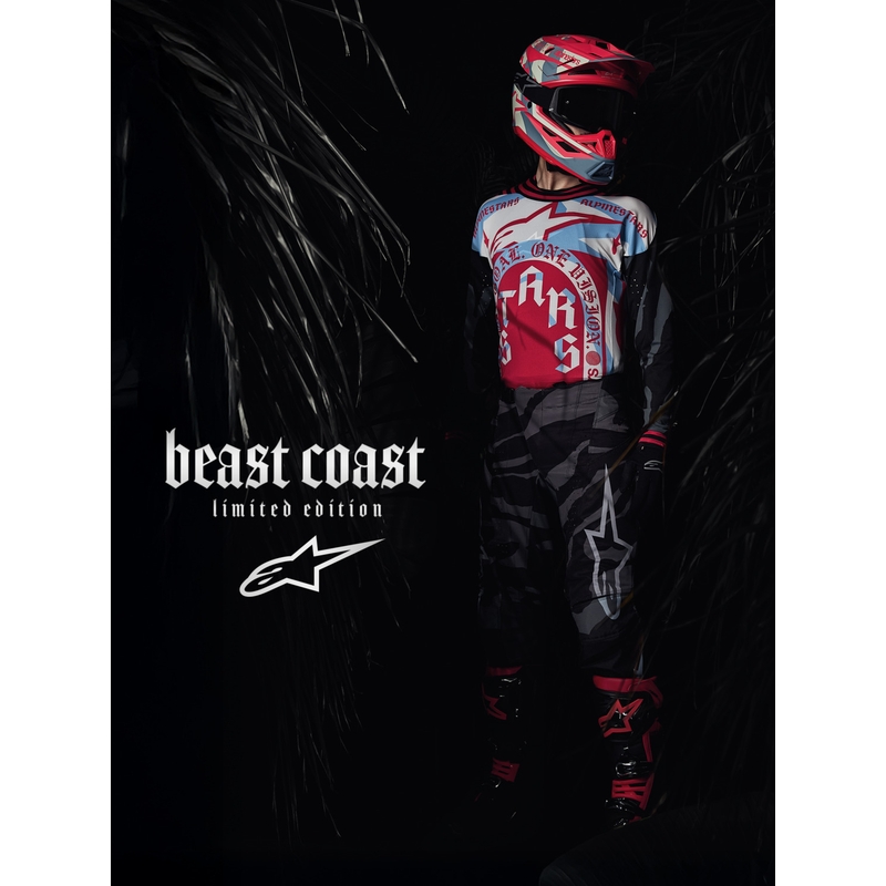 Alpinestars Techstar limited edition Beast Coast motorcrossshirt grijs-zwart-oranje