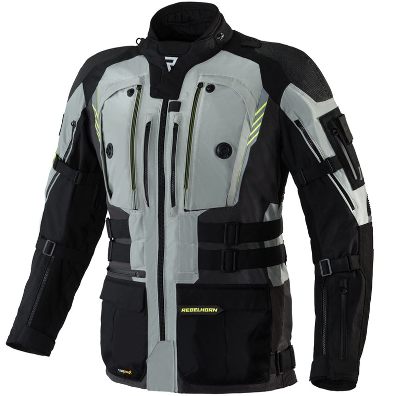 Motorjas Rebelhorn Patrol grijs-zwart-fluogeel