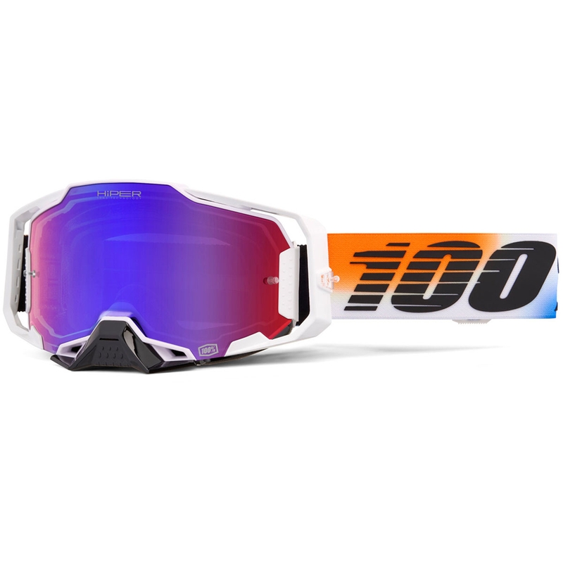 Motocrossbril 100% ARMEGA HIPER UNITED met rood-blauwe HIPER-lens