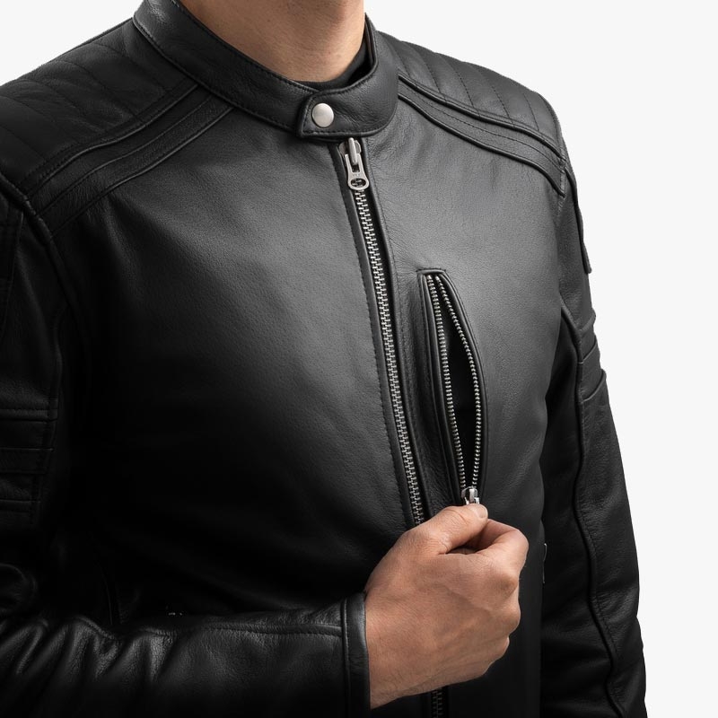 Ozone Colt leren motorjas zwart