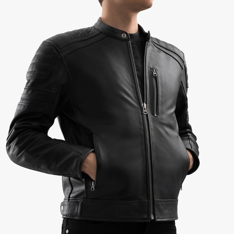 Ozone Colt leren motorjas zwart