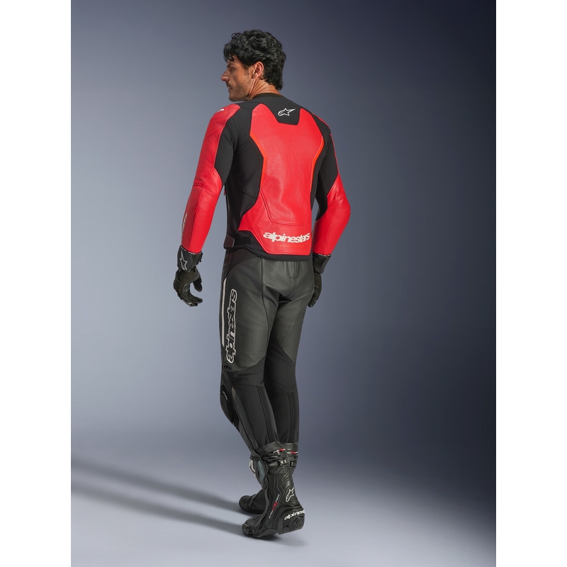 Alpinestars GP Force V2 Airflow leren motorjas in fluorescerend rood-zwart-wit