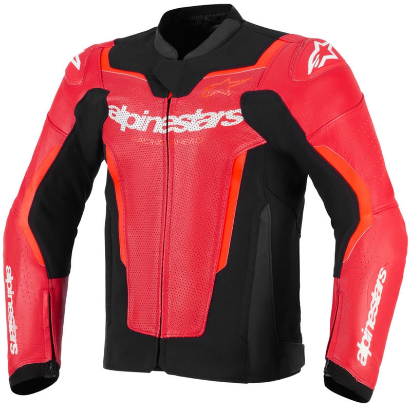 Alpinestars GP Force V2 Airflow leren motorjas in fluorescerend rood-zwart-wit
