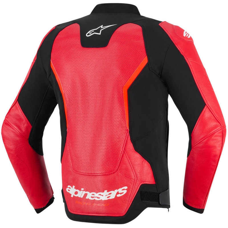 Alpinestars GP Force V2 Airflow leren motorjas in fluorescerend rood-zwart-wit