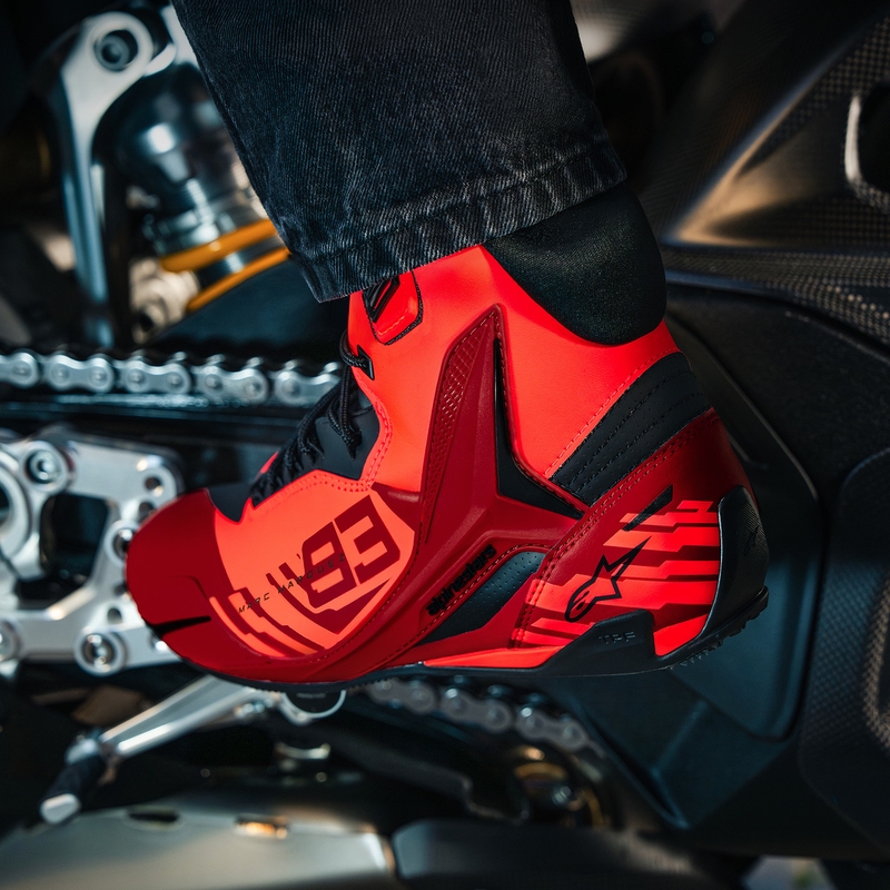 Alpinestars Faster-4 MM93 motorlaarzen, fluo collectie, rood-rood-zwart