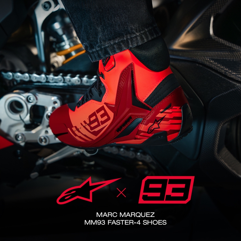 Alpinestars Faster-4 MM93 motorlaarzen, fluo collectie, rood-rood-zwart