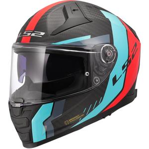 Integraal motorhelm LS2 FF811 Vector II C Grid rood-turkoois - II. kwaliteit