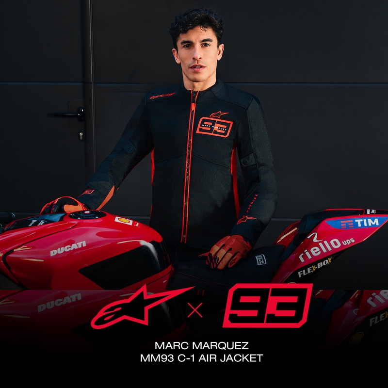 Alpinestars C-1 AIR MM93 motorjas, fluo collectie, rood-rood-zwart