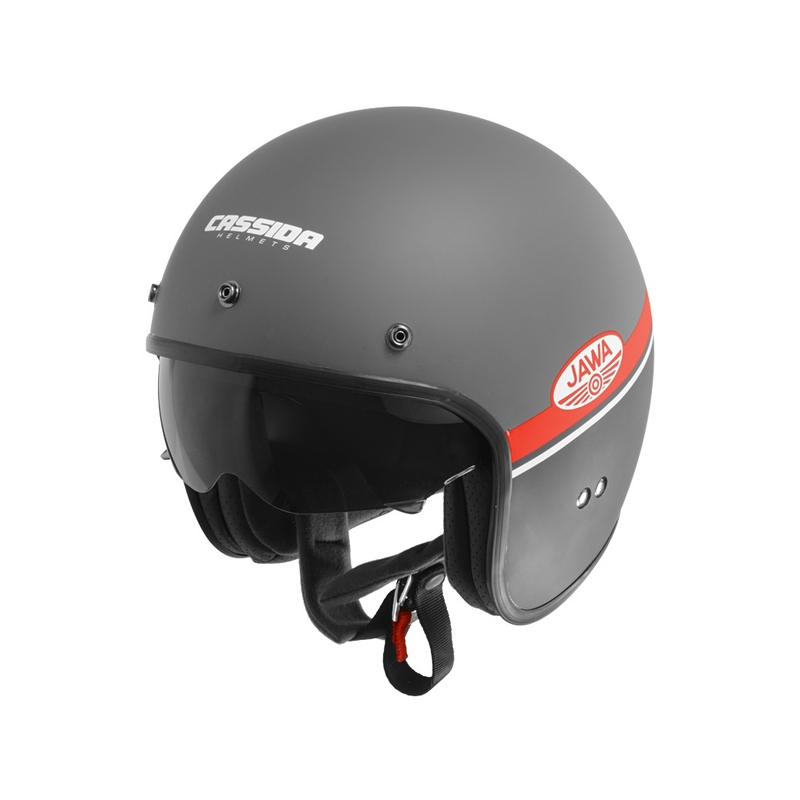 Open motorhelm Cassida Oxygen Jawa OHC grijs-rood-zwart-wit - II. kwaliteit.