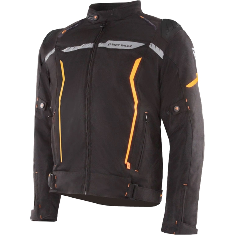 Street Racer Flex EVO motorjas zwart-oranje - 2e kwaliteit - II. kwaliteit