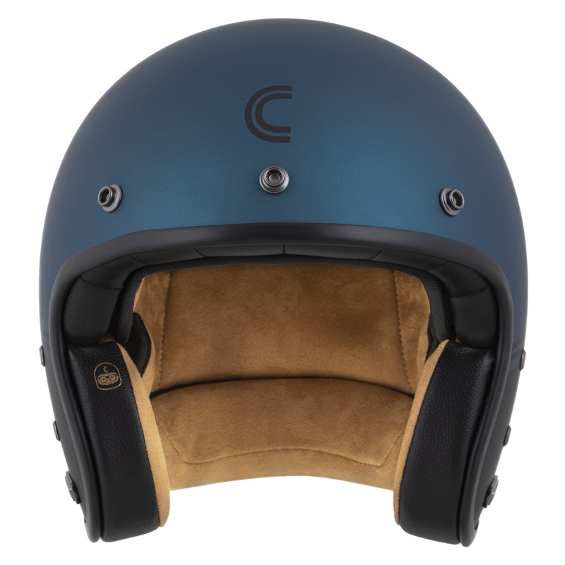 Cassida Eso Super Hooligan open helm zwart mat metallic blauw - II. kwaliteit