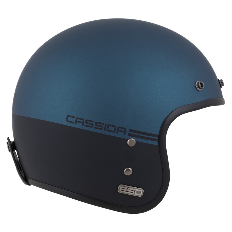 Cassida Eso Super Hooligan open helm zwart mat metallic blauw - II. kwaliteit