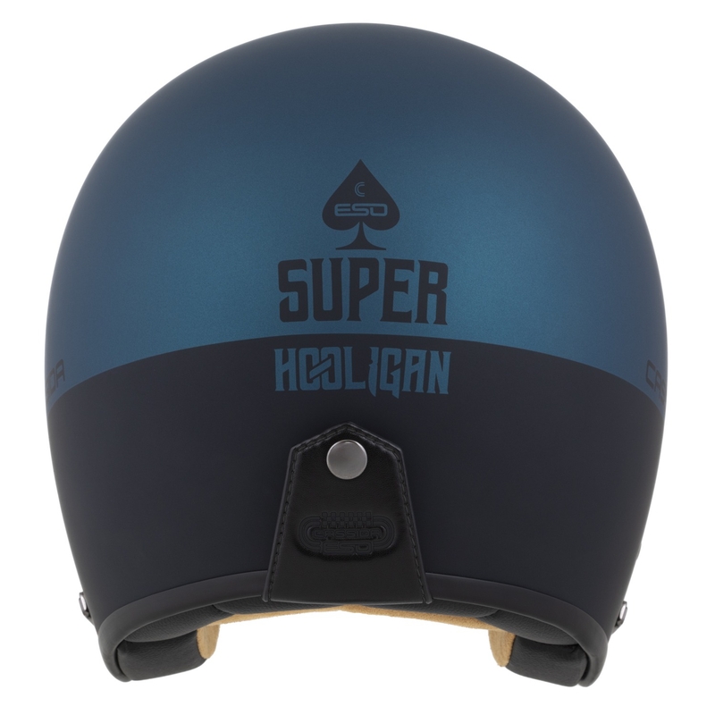 Cassida Eso Super Hooligan open helm zwart mat metallic blauw - II. kwaliteit