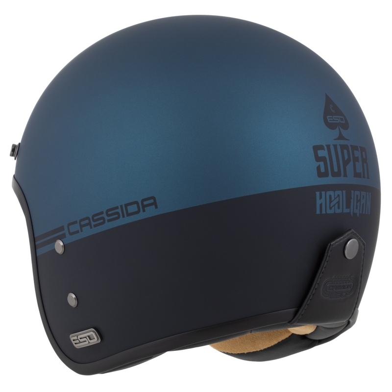Cassida Eso Super Hooligan open helm zwart mat metallic blauw - II. kwaliteit