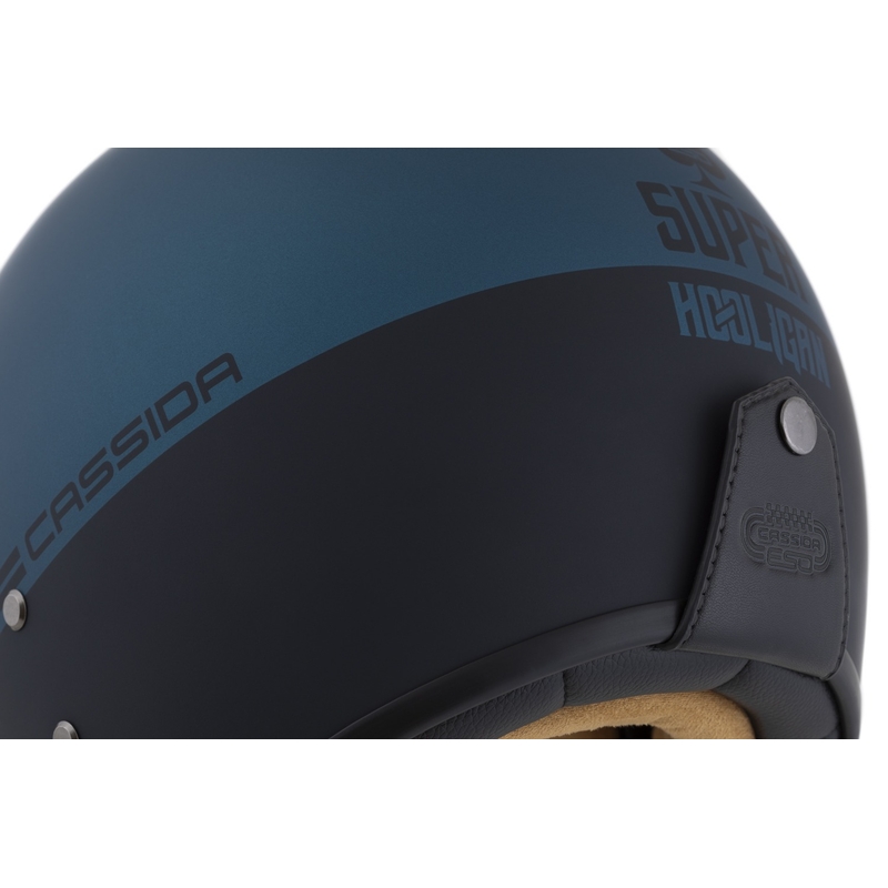 Cassida Eso Super Hooligan open helm zwart mat metallic blauw - II. kwaliteit
