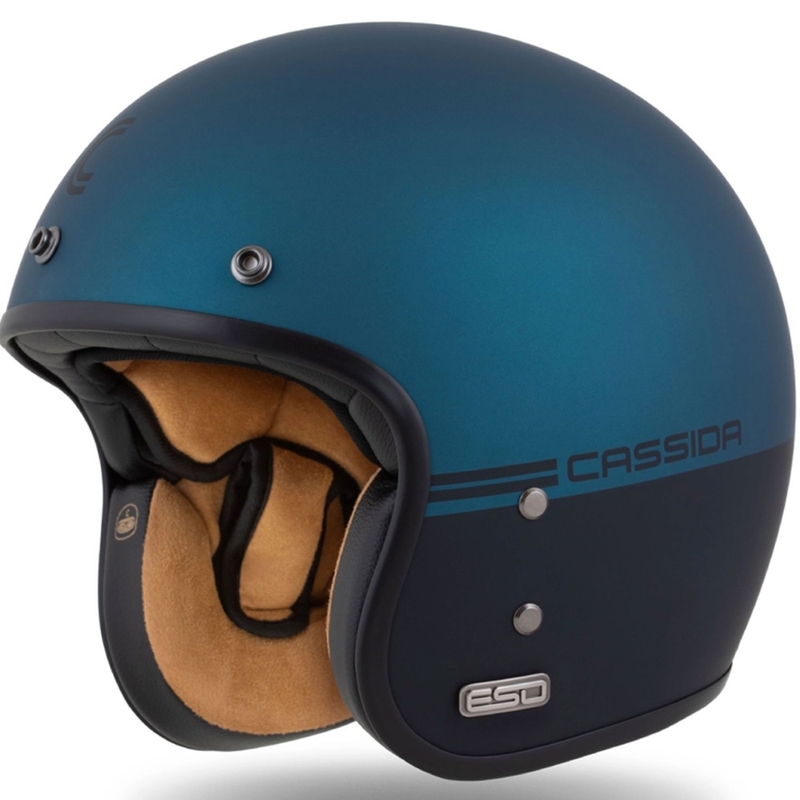 Cassida Eso Super Hooligan open helm zwart mat metallic blauw - II. kwaliteit