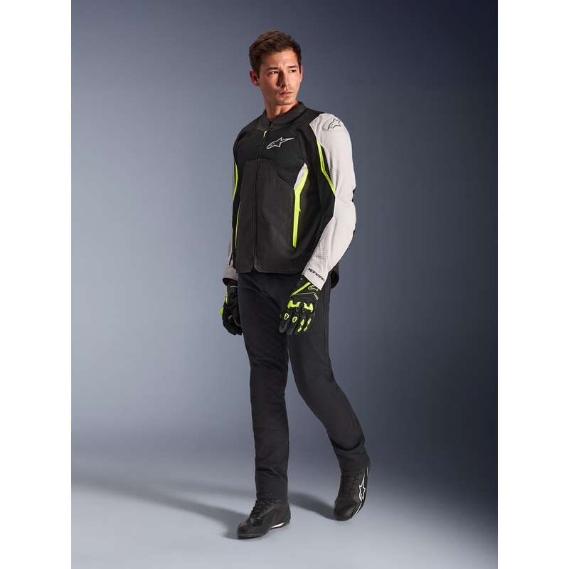 Alpinestars AST V3 Air motorjas wit-fluorescent geel-zwart