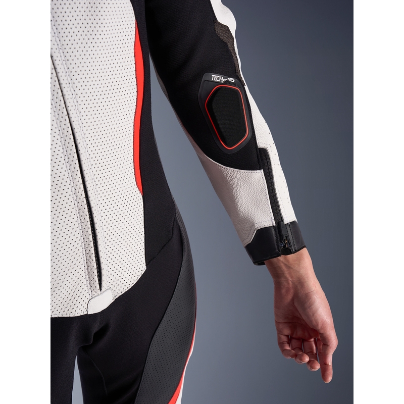 Alpinestars Stella GP-R7 dames motorpak uit één stuk van leer, wit-fluorescerend rood-zwart