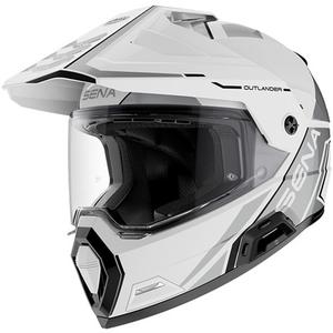 Enduro motorhelm met headset SENA Outlander glanzend wit